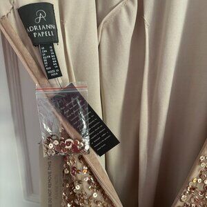 *NWT* Adrianna Pappel Scoop Back Sequin Gown In Champagne